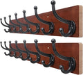 WEBI Rustic Coat Rack Wall Mount,30" Long 7 Cast Iron Coat Hooks Wall Mounted,Heavy Duty Wood Wall Coat Hanger Hooks for Hanging Coats,Jacket,Clothes,Backpack,Farmhouse,Cherry,2 Packs