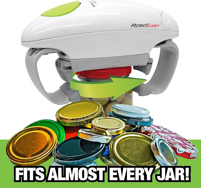 Robotwist Automatic Jar Opener,Deluxe Model with Improved Torque,Robo Twist Kitchen Gadgets for Home,Electric Handsfree Easy Jar Opener – Works on All-Jar Sizes,As Seen on TV,(Pack of 6)