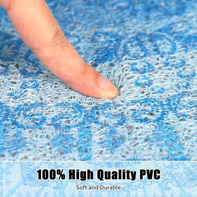 Square Shower Mat Non Slip: 27x27 Inch Extra Large Shower Floor Mat with Drain Hole in Middle - Soft PVC Loofah Bath Mat for Shower - Anti Slip Shower Stall Mat for Elderly and Kids