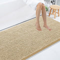 Smiry Luxury Chenille Bathroom Rugs 59x35, Extra Soft and Absorbent Shaggy Bath Mat, Machine Washable, Non-Slip Plush Carpet Runner for Tub, Shower, and Floor, Home Decor Accessories, Beige
