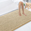 Smiry Luxury Chenille Bathroom Rugs 71x47, Extra Soft and Absorbent Shaggy Bath Mat, Machine Washable, Non-Slip Plush Carpet Runner for Tub, Shower, and Floor, Home Decor Accessories, Beige