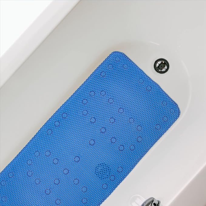 Bathtub Mat Non Slip Ivory 36” X 17” Shower Mat Soft Foam Bath Mats for Bathroom Tub, Bathtub Mat with Drain Holes, Suction Cups, Shower Mat Non Slip