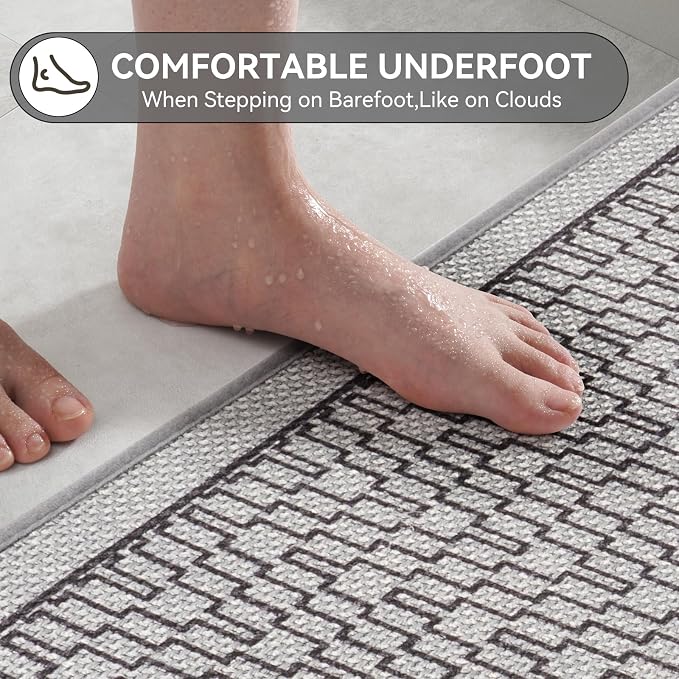 YDKGL Extra Large Bath Mat, Thin Bathroom Runner Rug Bathroom Rugs Non Slip Washable, Rubber Backing Quick Dry for Floor, Tub and Shower, Grey 24x48