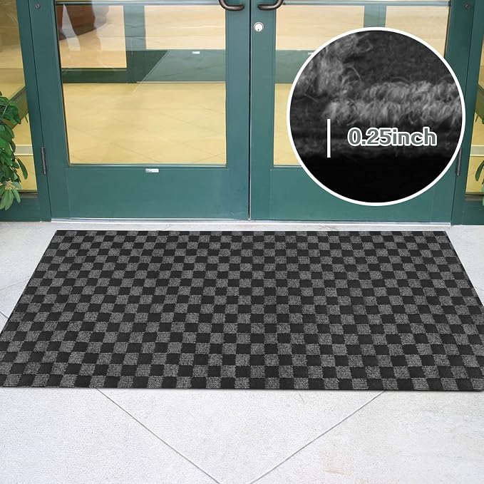 Custom Size Runner Rug 2 ft x 40 ft, 2-82ft Carpet Runners Hallway Entryway Kitchen Garage Laundry Room Area Rugs with Non-Slip Rubber Backing, Checkered Black