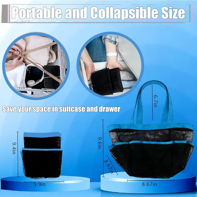 Attmu 2 Pack Mesh Shower Caddy Portable, Quick Dry Hanging Shower Tote Bag for College Dorm Room Essentials, Large Capacity Shower Caddy Dorm for Bathroom Gym Swimming