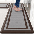 KitchenClouds [2 PCS Kitchen Rugs Cushioned Anti-Fatigue Kitchen Mats for Floor Waterproof Kitchen Rug Set Non-Slip Comfort Standing Mat for Office, Sink, Laundry 20"×30"+20"×60",Chocolate