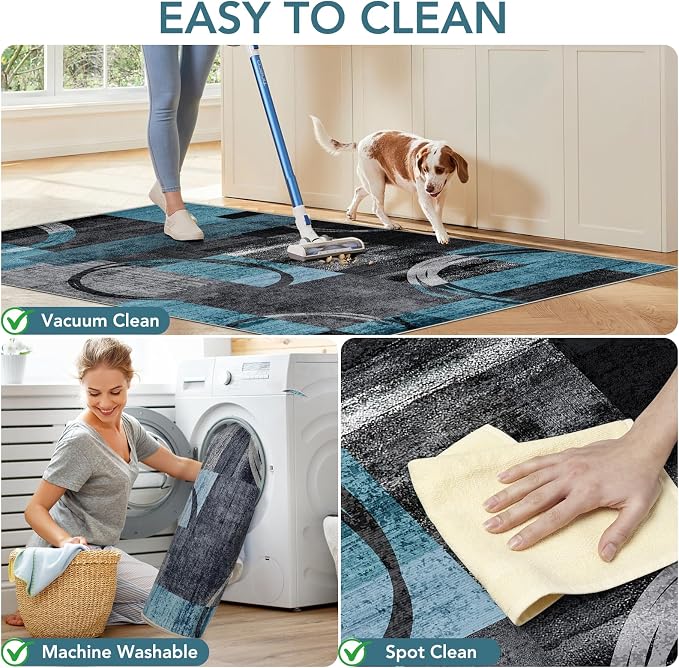 Office Chair Mat for Hardwood Floor&Tile Floor,48"X 60" Heavy Duty Desk Chair Mat for Hard Floors,Under Desk Rug for Rolling Computer Chair,Anti Slip,Low Pile Carpet Floor-Geo Blue Gray