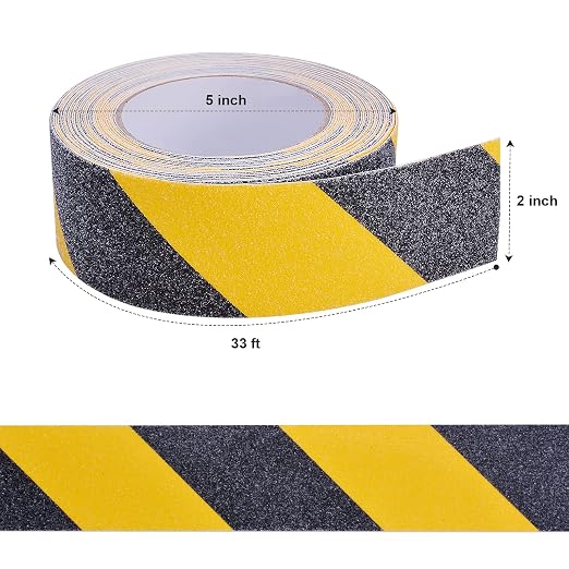 Qingluan Anti Slip Tape, Safety Non Slip Tape Outdoor Waterproof, High Adhesive Grip Tape for Stairs, Tread Step, Ramp, Skateboard, Caution to Keep from Slipping (Yellow/Black, 2 Inch x 33 Foot)