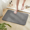 TECHMILLY Shaggy Bathroom Rug Mat 32x20, Absorbent Thick Non Slip Microfiber Mats, Quick Dry Machine Washable Bath Rug for Bathroom Floor, Bathtub and Shower, Gray