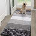 Kitinjoy Indoor Outdoor Door Mat, 59x24 Non-Slip Absorbent Dirt Trapper, Low-Profile Washable Inside Entrance Front Floor Mat, Sturdy Soft Entry Dotted Ombre Doormats for Entryway, Grey