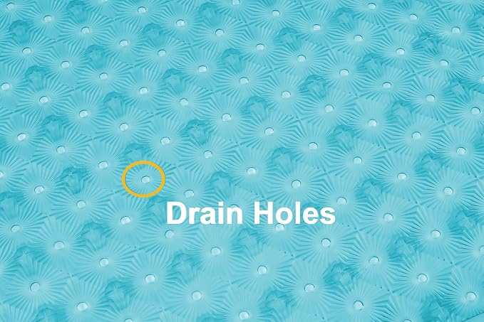 Bathtub Mat Non Slip with Suction Cups 15"x27" - Anti-Slip Shower Mat for Kids, Toddlers, and Seniors - Machine Washable Bath Tub Mat with Multiple Drainage Holes (Aqua)
