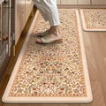 Collive Anti Fatigue Mats for Kitchen Floor, Orange Fall Floral Kitchens Rugs 2 Piece Cushioned Non Slip Carpet, Comfort Standing Mat Waterproof Sink Carpets for or Bedroom, Laundry, Home Decor