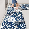 Arenarug Kitchen Mats for Floor 2PCS Cushioned Anti Fatigue Kitchen Mats Waterproof Non Slip Kitchen Mat Rug Set Comfort Foam Standing Mat for Sink, Laundry, Office, 24"x39"+24"x59", Blue Gray