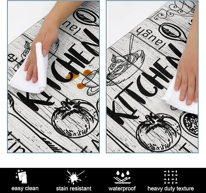 HEBE Kitchen Rugs Set of 2, Cushioned Anti Fatigue Kitchen Mats for Floor, Non Slip Waterproof Comfort Standing Desk Mat Carpet for Sink, Stove, Laundry Room
