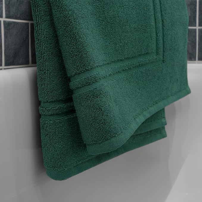 Tens Towels Pack of 2 Bath Mats 100% Cotton, 20 x 32 Inches, Super Absorbent, Hotel Quality Premium Floor Towels, Luxurious, Soft & Quick Dry, Not a Bathroom Rug (Hunter Green)