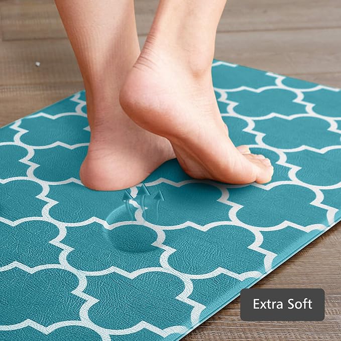 KMAT Kitchen Mat [2 PCS] Cushioned Anti-Fatigue Kitchen Rug, Waterproof Non-Slip Mats and Rugs Heavy Duty PVC Ergonomic Comfort Standing Foam Mat for Kitchen, Floor Home, Office, Sink, Laundry