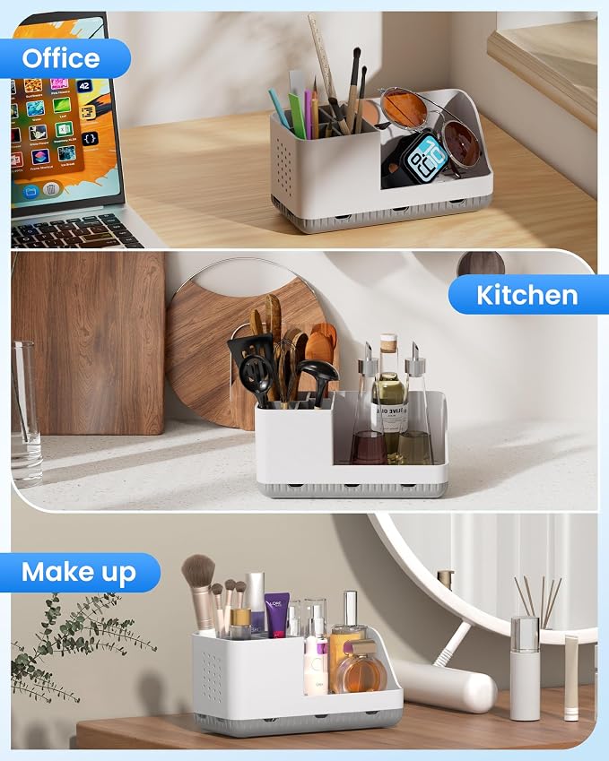 Toothbrush Holders for Bathroom Counter - Detachable Bathroom Organizer and Storage Electric Toothbrush and Toothpaste Holder, Bathroom Decor Accessories for Countertop, Shower, Sink