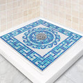 Square Shower Mat Non Slip: 32 x 32 Inch Extra Large Shower Mats with Drain Hole in Middle - PVC Loofah Anti Slip Shower Floor Matt for Inside Shower
