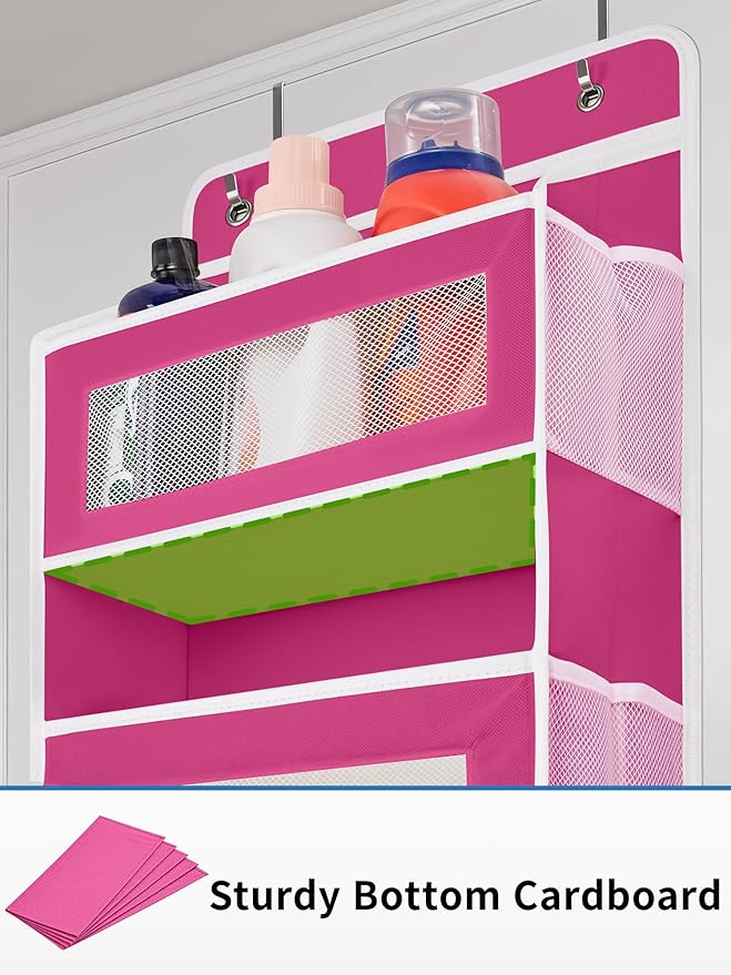 JARLINK 2 Pack Over The Door Organizer Storage, 5 Shelf Hanging Door Organizer with 5 Large Capacity Pockets, Anti Tilt 44 lb Load Behind Door Storage for Bedroom, Bathroom, Pantry, Nursery, Rose Pink