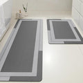 ACCUMTEK Non Slip Bath Mat, Thin Bathroom Rugs Fit Under Door, Quick Dry Bath Mats, Machine Washable Bath Rugs for Bathroom, Bathtub & Kitchen, Bathtub, Grey/Bordered/24 x17+48"x20"