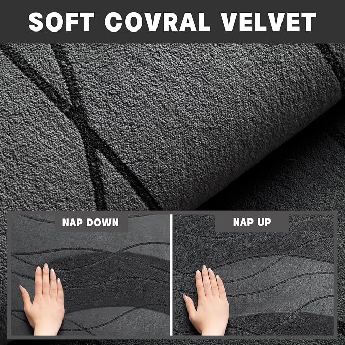 YIHOUSE Memory Foam Bathroom Rug Sets, Dark Grey, 17x24 & 20x32, 2 Piece | Ultra Soft, Absorbent, Non-Slip, Machine Washable
