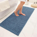 Bathroom Rugs Non Slip Washable 44x24, Extra Thick Soft Chenille Absorbent Bath Mat, High Density Barrier Non Slip Backing, Quick Dry Plush Shaggy Floor Carpet for Tub&Shower, Blue
