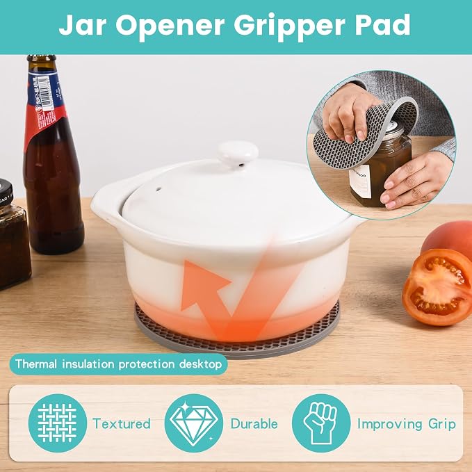 Jar Opener for Weak Hands, Seniors & Arthritis – Adjustable 4-in-1 Bottle & Can Opener with Non-Slip Pad – for Large Pickle Jars, Soda, Wine – Left-Handed & Kid-Friendly, Dishwasher Safe