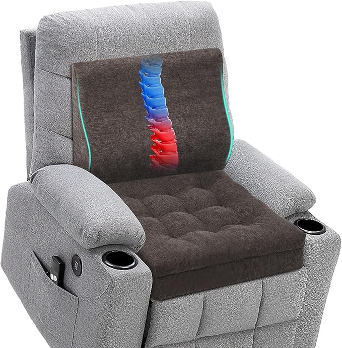 Recliner Cushions for Elderly with Lumbar Support, Patent Design 20x20x5 Inch Thick Chair Cushion Soft Tufted Dual Layer Booster Seat Cushions for Seniors Recliner Risers Taupe 1 Set