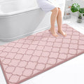 OLANLY Memory Foam Bath Mat Rug 59x34, Ultra Soft and Absorbent Bathroom Rugs, Non-Slip, Comfortable, Machine Washable Bath Carpet for Bathroom Floor, Tub, Shower and Home Decor Accessories, Pink