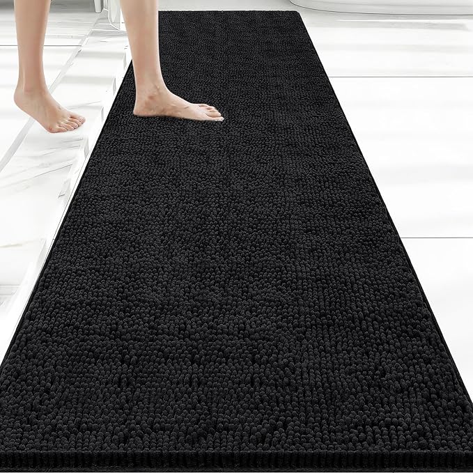 Bcoimo Long Bathroom Rug 70" x 24", Absorbent Non Slip Bath Mat, Washable Quick Dry Bathroom Runner Rug for Shower, Tub, Sink and Vanity
