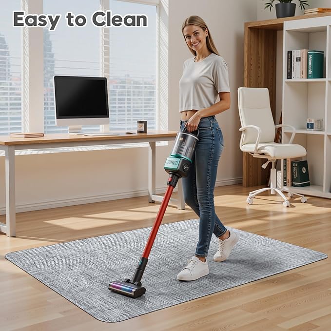Sycoodeal Office Chair Mat for Hardwood & Tile Floor,Computer Gaming Chair Mat for Rolling Chairs Non-Curve, Anti-Slip, Heavy Duty Floor Protector for Home Office,Grey (40" x 48")