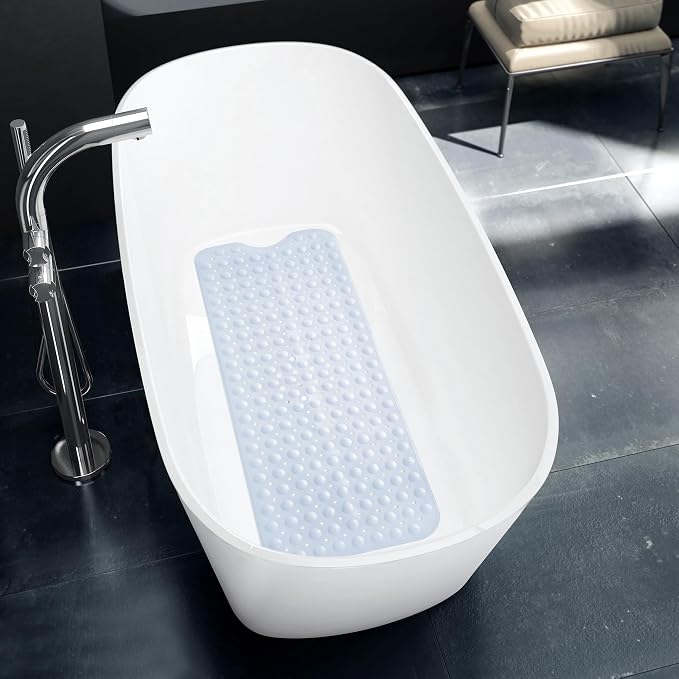 LDC Bath Mat for Tub, Inside Shower Bathtub Mat with Drain Holes and Suction Cups, Anti Slip Bath Mat Inside Tub Extra Long, 40x16 - White