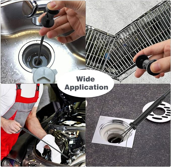 Housolution Grabber Tool Magnetic Four-claw Picker, Bendable Hose Reacher Pickup Sweeper with LED Lights, Flexible Long Handy Reaching Assist Tool for Litter Pick/Home Sink/Drain - Black