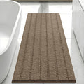 Bcoimo Long Bathroom Rug, Chenille Bath Runner with High Low Pile Design, Soft Absorbent Non Slip Bath Mat, Machine Washable Quick Dry Rug for Shower, Tub, Sink and Vanity