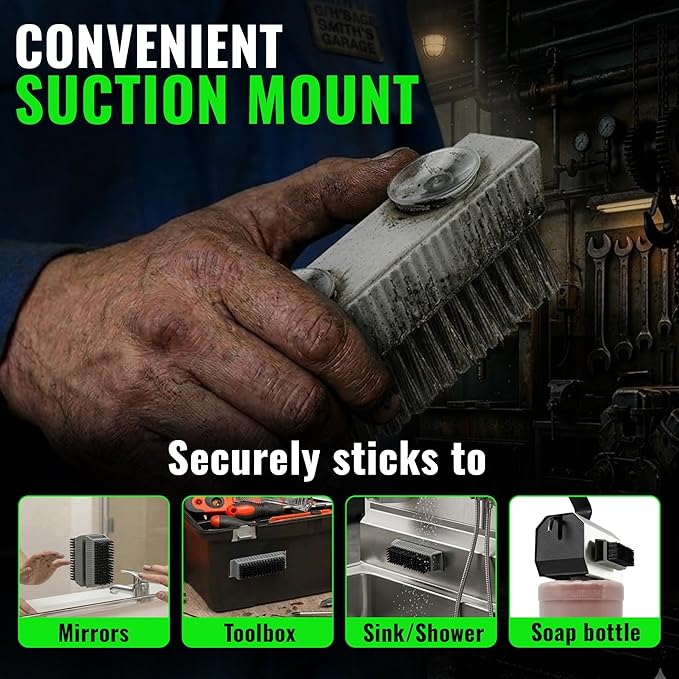 Grip Clean Nail Brush for Cleaning Fingernails – Heavy Duty Nail Brush with Extra Stiff Bristles - Fingernail Brush & Nail Scrubber Brush with Suction Cup Backing for Men & Women - 4 Pack