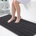 OLANLY Thick Large Bathroom Rugs 50x30, Extra Soft Absorbent Chenille Striped Bath Rugs, Rubber Backing, Machine Wash, Bath Mats for Bathroom Floor, Tub and Shower, Home Decor Accessories, Dark Grey