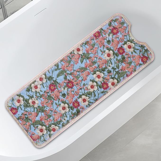 Deluxe Bathtub Mat Non Slip,Machine Washable Bathtub Floor Liner Mats, Suction Cups and Drain Holes to Keep Tubs Clean, Soft on Feet, Bathroom Essentials, 39.4x15.8 Inch