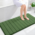 OLANLY Memory Foam Long Bathroom Rugs Runner 47x24, Super Soft Absorbent Bath Mat, Quick Dry, Machine Washable Shower Floor Rugs, Bathmat Carpet, Bathroom Home Decor Accessories, Olive Green
