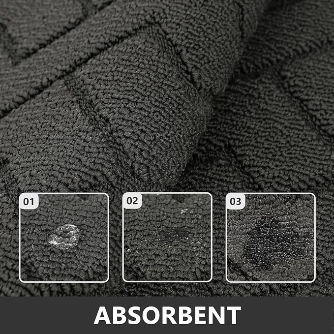 hicorfe Kitchen Runner Rugs and Mats Sets,2 Pieces Absorbent Non-Slip Kitchen Rug,Comfort Kitchen Mat for Floor,Washable for Kitchen,Hallway,Office,Sink,Laundry(20"x48"+20"x32",Charcoal)
