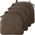 TushGuard Chair Cushions, 4 Pack Memory Foam Chair Pads, Seat Cushion, Kitchen Chair Cushions Set of 4, Anti-Slip Backing & Fixed Straps,Brown