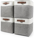 Bagnizer 13x13 Cube Storage Bins, Collapsible Fabric Storage Box, 4 Pack Closet Baskets with Handles for Organizing, Shelf, Toys, Clothes, Home, Office, Nursery (Grey&White)