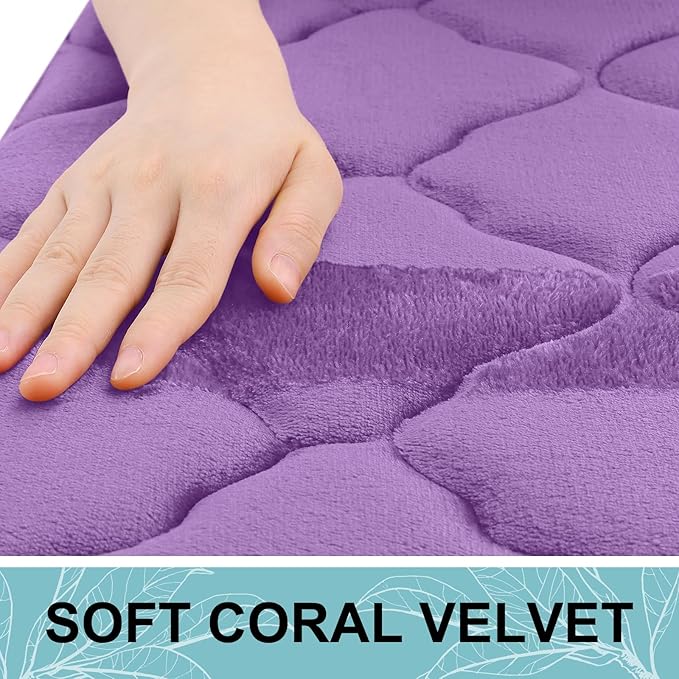 OLANLY Memory Foam Bath Mat Rug 47x32, Ultra Soft and Absorbent Bathroom Rugs, Non-Slip, Comfortable, Machine Washable Bath Carpet for Bathroom Floor, Tub, Shower and Home Decor Accessories, Lavender