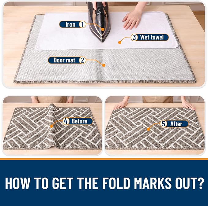 OLANLY Indoor Door Mat, 48x32 Inch, Dirt Resistant and Absorbent, Non-Slip Rubber Backing Floor Mats, Easy Clean Low-Profile Doormat for Entryway, Front Door, and Inside Entrance, Khaki