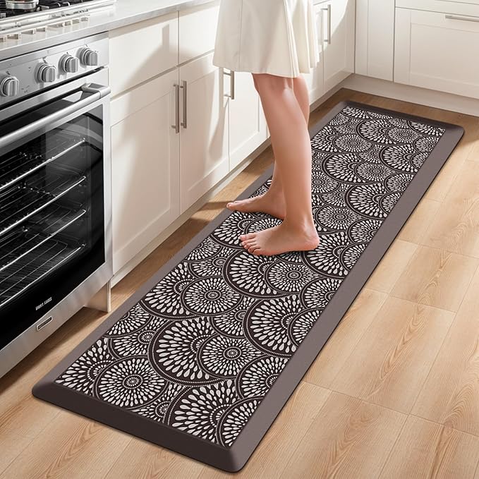 Mattitude 4/5 Inch Kitchen Mat, 17.3x59in Heavy Duty Ergonomic Comfort Foam Standing Desk Mat, Waterproof Non-Slip Standing Mats and Rugs for Kitchen, Office, Chocolate
