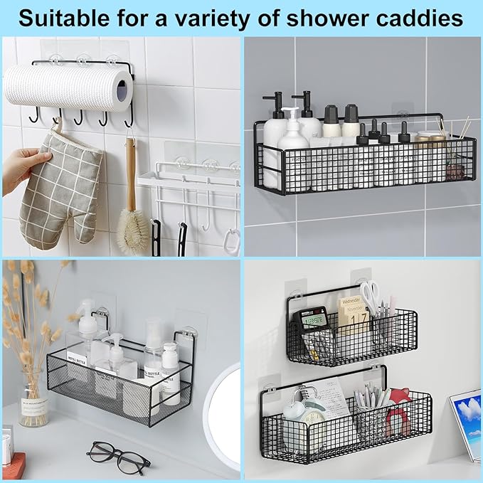vivinin 15 Pack Shower Caddy Adhesive Replacement, Shower Shelf Adhesive No Drilling, Adhesive Hooks for Showe Caddy, Soap Holder, and Kitchen Racks