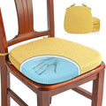 SINOSSO 4 Pack Memory Foam Chair Cushions for Dining Chairs, Friendly Woven Fabric 16" U-Shape Comfortable Kitchen Chair Pads, Removable Slip Resistant Seat Cushions (Set of 4, Yellow)