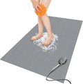 Bathroom Non Slip Shower Mat, Gray 58x32 Inch Bathtub Mat, Non Slip Bathroom Mat for Elderly and Kids, Easy to Dry, Fast-Dry Drainage Hole, Easy to Prune