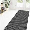 Custom Size Runner Rug 2 ft x 5 ft, 2-82ft Carpet Runners Hallway Entryway Kitchen Garage Laundry Room Area Rugs with Non-Slip Rubber Backing, Gray with Black Stripe