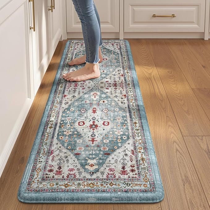 Collive Kitchen Mats for Floor, Cushioned Anti Fatigue Kitchen Rugs Waterproof Sink Rugs Non Slip, Soft Comfortable Standing Mats for Office, Laundry, 17”x59”