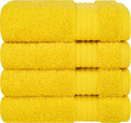 Cotton Paradise 100% Cotton Turkish Towel Set, Soft Absorbent Quick Dry, 4 Piece Washcloth Set, Yellow
